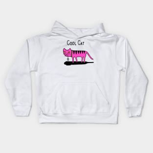 Cool Cat - pink cat Kids Hoodie